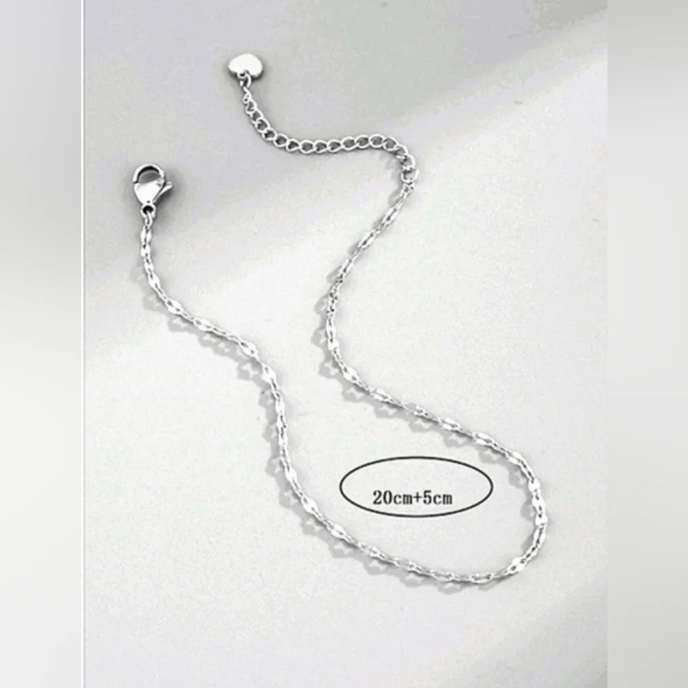 Silver Stainless Steel Anklet with Heart Charm Silvery Color Anklets - Picture 5 of 5